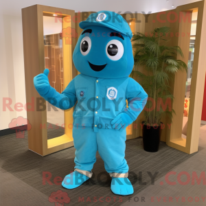 Maskotkarakter af en Cyan...