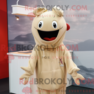 Maskotkarakter af en beige...