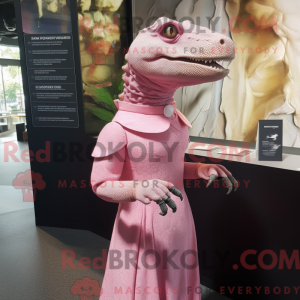 Maskotfigur av en rosa...