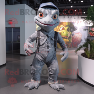 Gray Lizard maskot kostume...