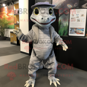 Gray Lizard maskot kostume...