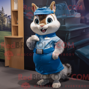 Mascote de Esquilo-Terrestre Azul com Saia Envelope e Cintos - Mascotes esquilos - REBROKO_409474 - RedBrokoly.com