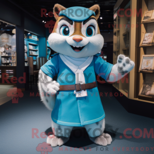 Mascote de Esquilo-Terrestre Azul com Saia Envelope e Cintos - Mascotes esquilos - REBROKO_409475 - RedBrokoly.com