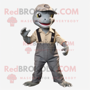 Gray Lizard maskot kostume...