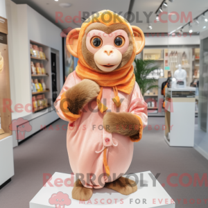 Mascote de Macaco Pêssego com Vestido Envelope e Cachecóis - Mascotes de pêssego - REBROKO_409541 - RedBrokoly.com