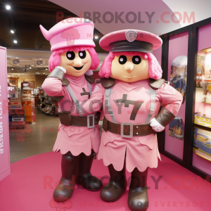 Maskotkarakter av en rosa...