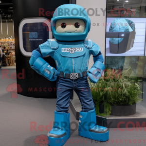 Mascot character of a Cyan...