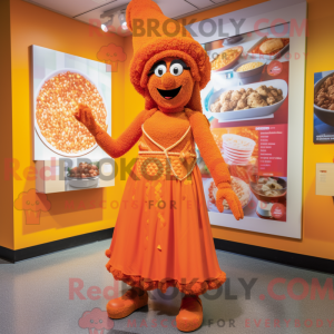 Maskotkarakter af en orange...