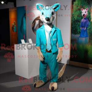 Maskot karakter af en cyan...