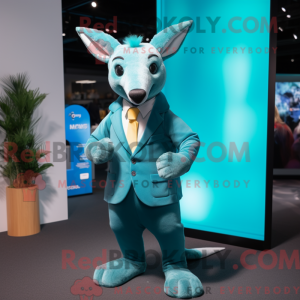 Mascot character of a Cyan...
