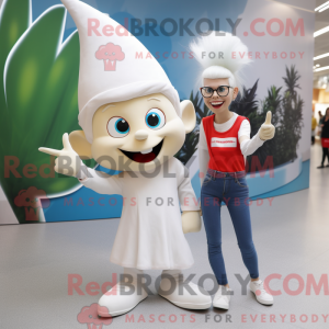 Maskotkarakter af en hvid...