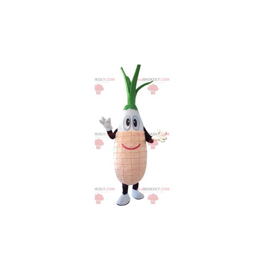 Leek mascot white pink and green vegetable - Redbrokoly.com