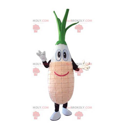 Leek mascot white pink and green vegetable - Redbrokoly.com