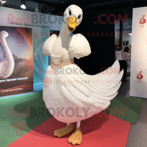 White Swans mascot costume character dressed with a Wrap Dress and Anklets