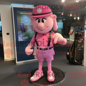 Maskotfigur af en lyserød...