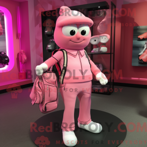 Mascottefiguur van een roze...