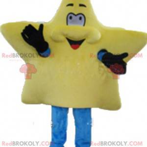 Cute and smiling giant yellow star mascot - Redbrokoly.com