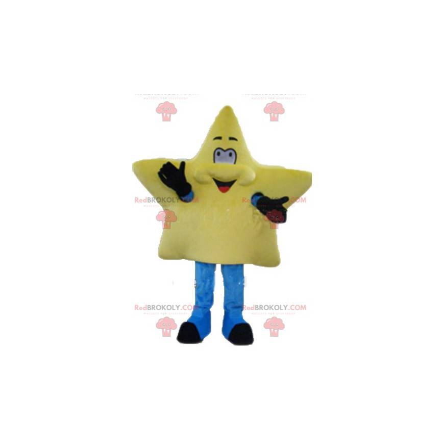 Cute and smiling giant yellow star mascot - Redbrokoly.com