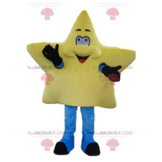 Mascotte stella gialla gigante carina e sorridente -