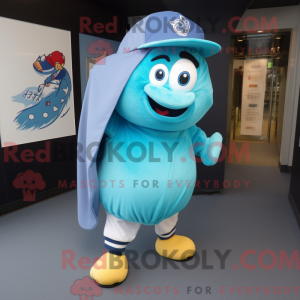 Maskotkarakter av en Cyan...