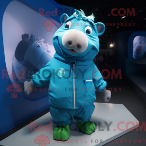 Mascot character of a Cyan...