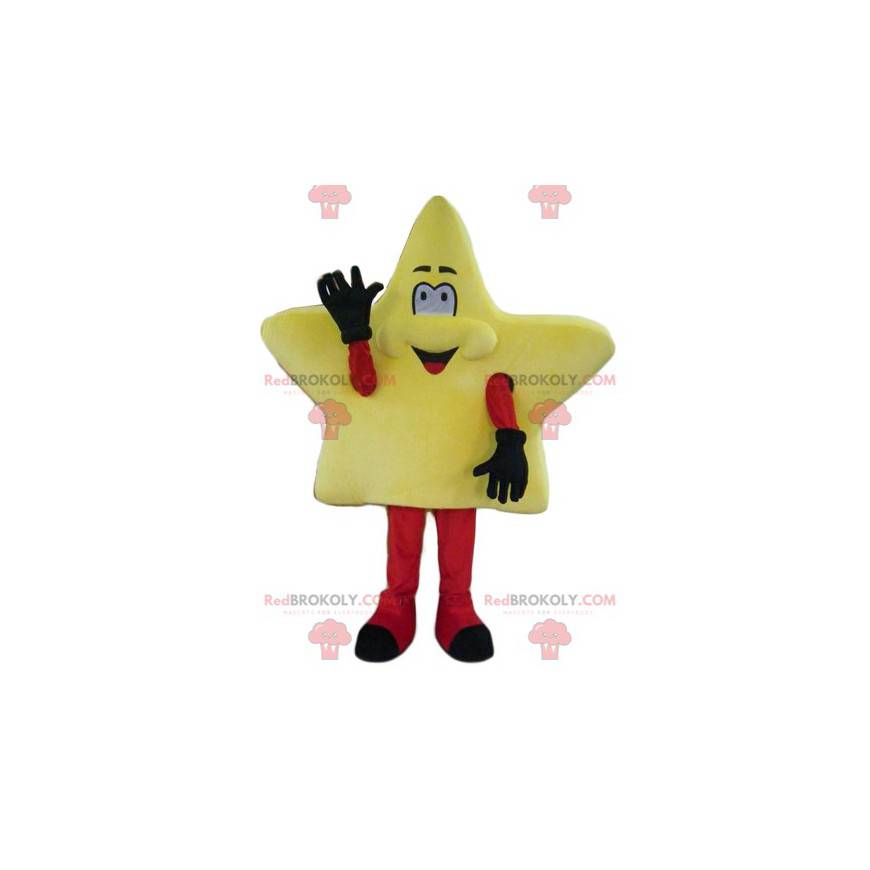 Roztomilý a usměvavý obří žlutá hvězda maskot - Redbrokoly.com Roztomilý a usměvavý obří žlutá hvězda maskot - Redbrokoly.com