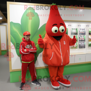 Maskot karakter af en rød...