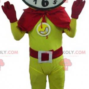 Superhelden-Maskottchen mit uhrförmigem Kopf - Redbrokoly.com