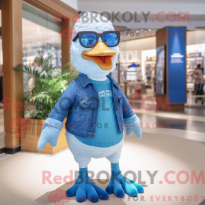 Maskot-karakter av en blå...