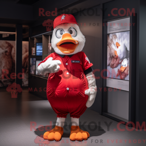 Mascottefiguur van een rode...