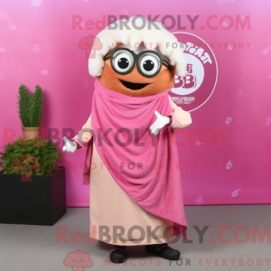 Maskotkarakter av en rosa...