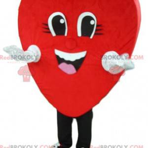 Mascota de corazón rojo gigante y sonriente - Redbrokoly.com