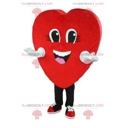 Mascota de corazón rojo gigante y sonriente - Redbrokoly.com