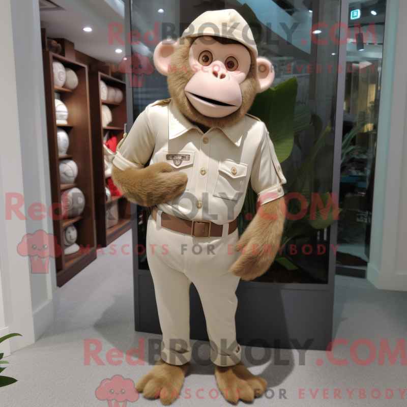 Maskottchenfigur eines Cream Monkey gekleidet in Chinos und Krawatten - Affenmaskottchen - REBROKO_410216 - RedBrokoly.com
