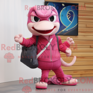 Mascottefiguur van een roze...