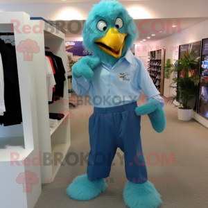 Cyan Eagle maskot kostume...