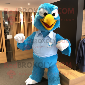 Cyan Eagle maskot kostume...