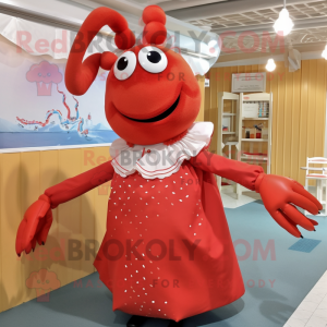 nan Lobster Bisque mascot costume character dressed with a Skirt and Hairpins