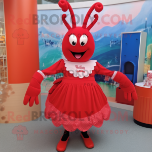 nan Lobster Bisque mascot costume character dressed with a Skirt and Hairpins