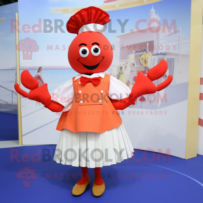 nan Lobster Bisque mascot costume character dressed with a Skirt and Hairpins nan Lobster Bisque mascot costume character dressed with a Skirt and Hairpins