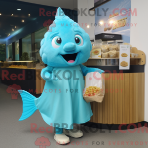 Mascot character of a Cyan...