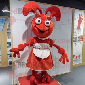 nan Lobster Bisque mascot costume character dressed with a Skirt and Hairpins