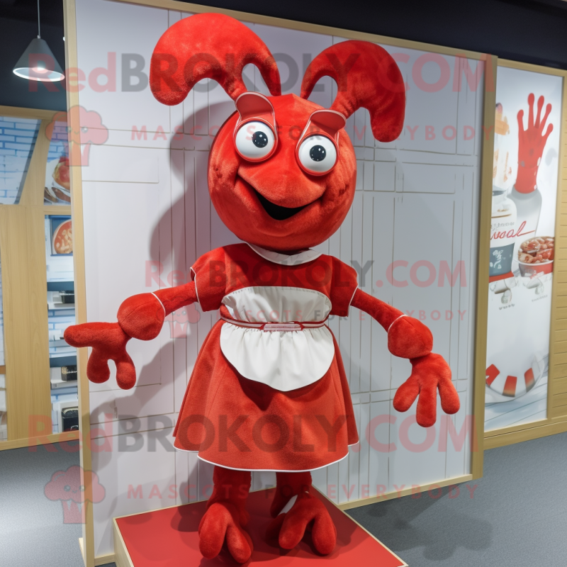 nan Lobster Bisque mascot costume character dressed with a Skirt and Hairpins nan Lobster Bisque mascot costume character dressed with a Skirt and Hairpins