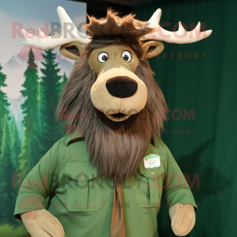 Olive Irish Elk mascot costume character dressed with a Poplin Shirt and Hair clips Olive Irish Elk mascot costume character dressed with a Poplin Shirt and Hair clips