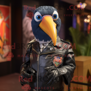 Maskotfigur af en marineblå...