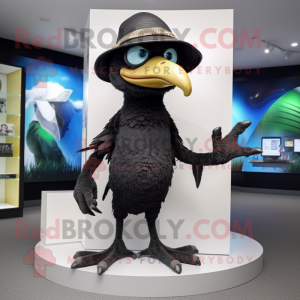Black Archeopteryx mascot costume character dressed with a Rash Guard and Hats