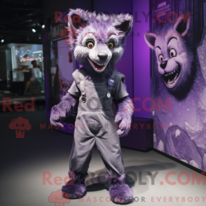 Fantasia de mascote de uma Hiena Roxa com macacão e abotoaduras - Hiena mascotes - REBROKO_410570 - RedBrokoly.com
