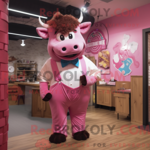 Maskottchenfigur eines rosa...