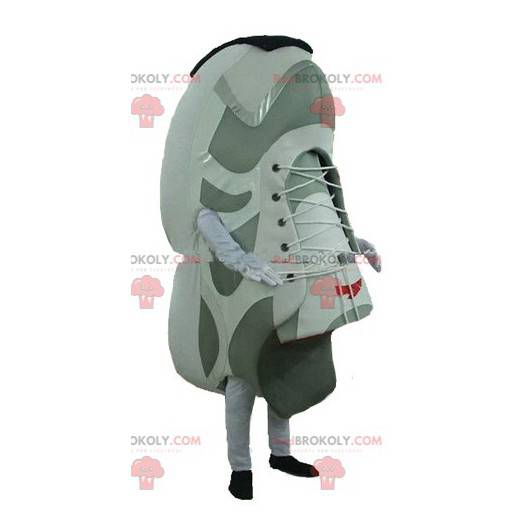 Mascotte de chaussure de basket blanche et grise géante -