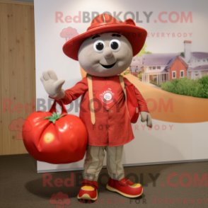 Característica de uma máscara de tomate com uma máscara e roupas de Henley - Mascotes de tomate - RedBrokoly.com